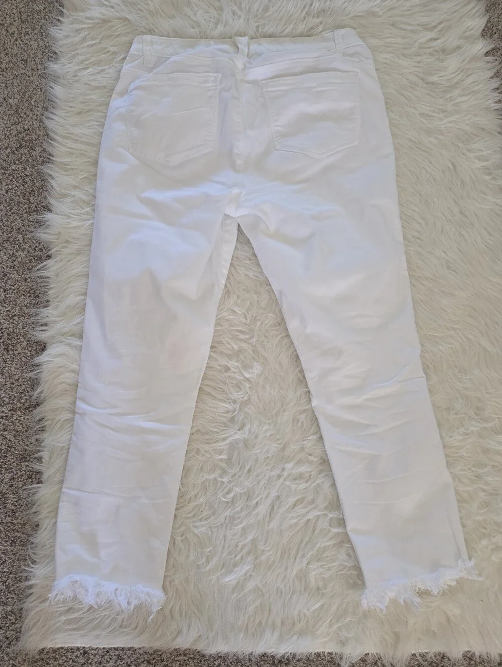 Democracy Ab Tech High Rise Slim Straight Leg Jeans White Frayed Cuff - Picture 13 of 14